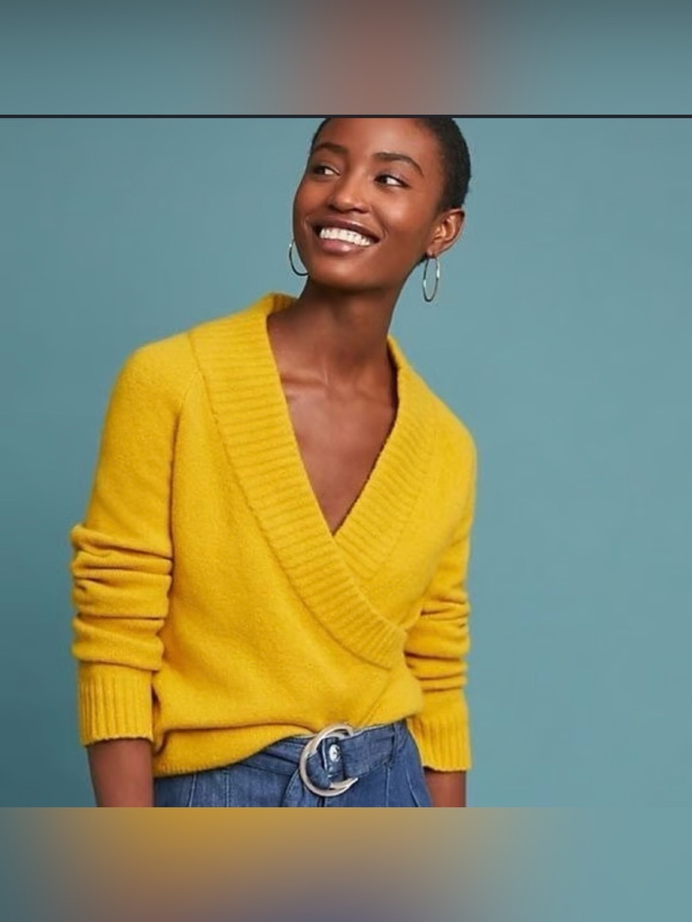 ett:twa by Anthropologie Tessa Faux Wrap Wool/Alpaca Blend Sweater Medium NWT